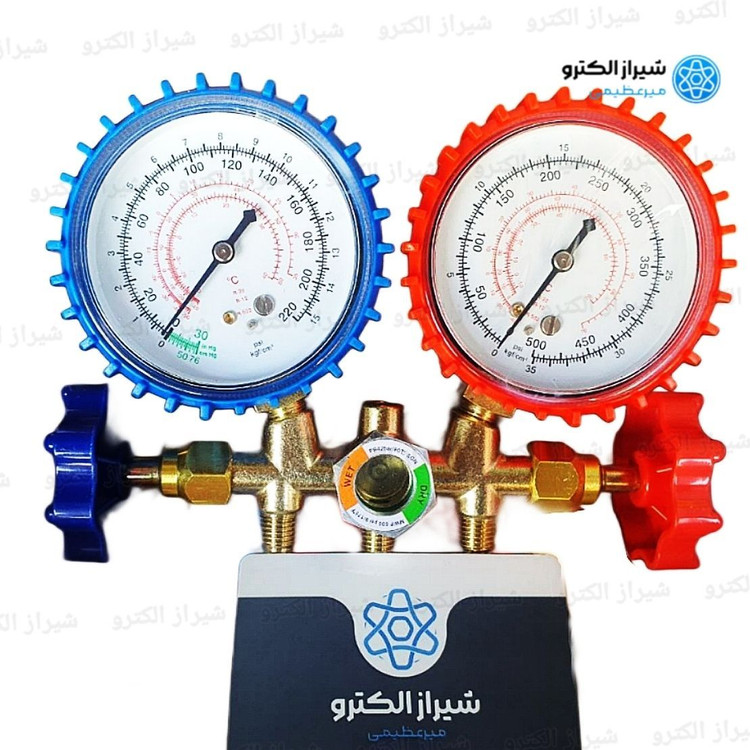 گیج شارژ گاز کولر دوقلو FG TOOLS مدل 4009-1 سه شیلنگ R410 همراه با کوپلینگ پیچی